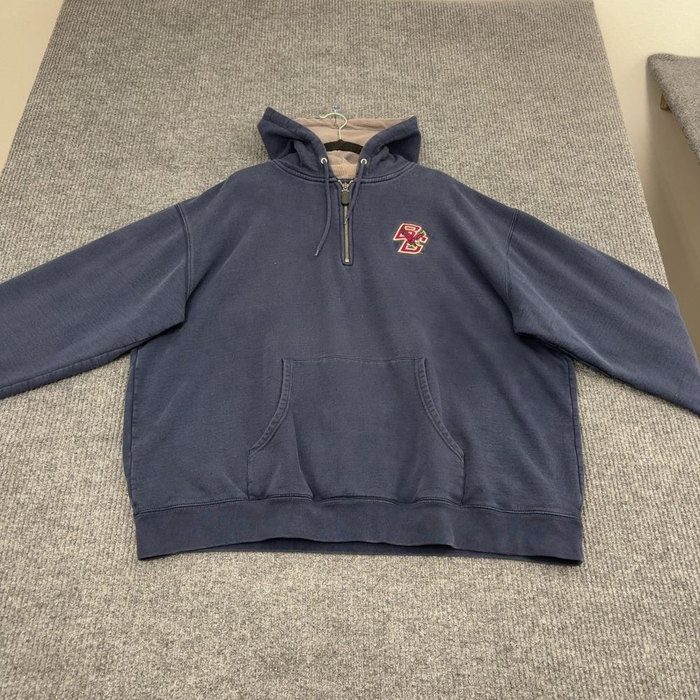 Boston College Charles River Hoodie Mens XXL Blue Cotton Quarter Zip Gorpcore